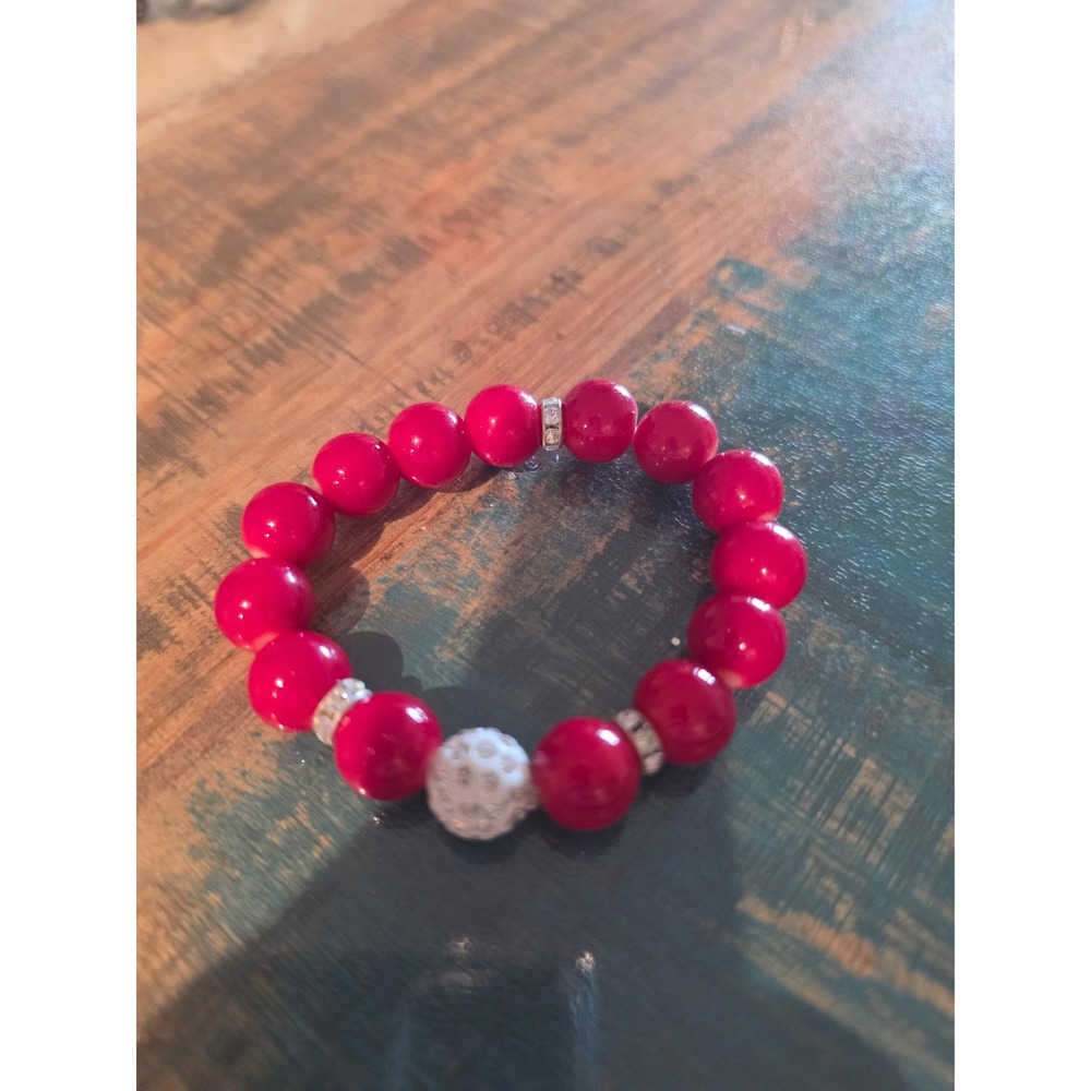 Premier Beaded Stretch Bracelet with Rhinestone Accents and Pave Disco Ball Bead